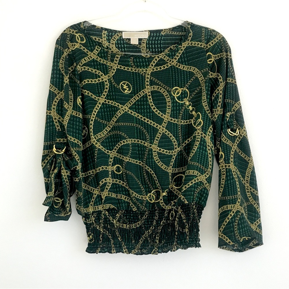 Michael Kors green and gold chain top